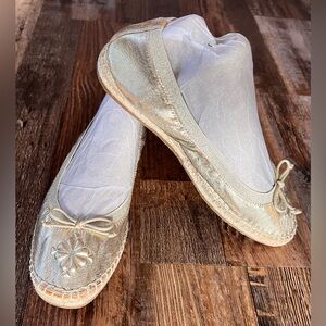 kate spade ♠️ Metallic Pale Gold Clubhouse Espadrilles